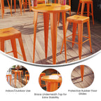 Flash Furniture James Commercial Grade 24" Round Orange Metal Indoor-Outdoor Bar Height Table