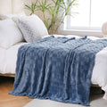 Linecooo Dusty Blue Fleece Throw Blanket 60     80    For Couch Sofa Bed,Super Soft Cozy Plush Microfiber Flannel Blanket With 3