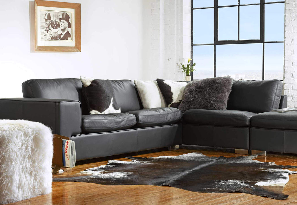 HomeRoots Cowhide, Microsuede, Polyfill 18' X 18' X 5' Black Cowhide Pillow