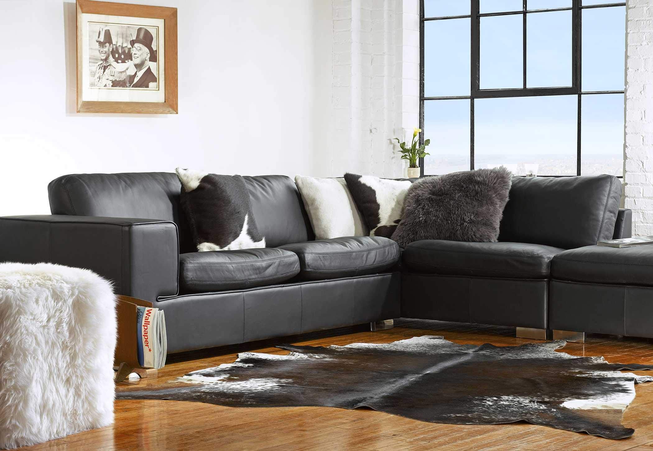 HomeRoots Cowhide, Microsuede, Polyfill 18' X 18' X 5' Black Cowhide Pillow