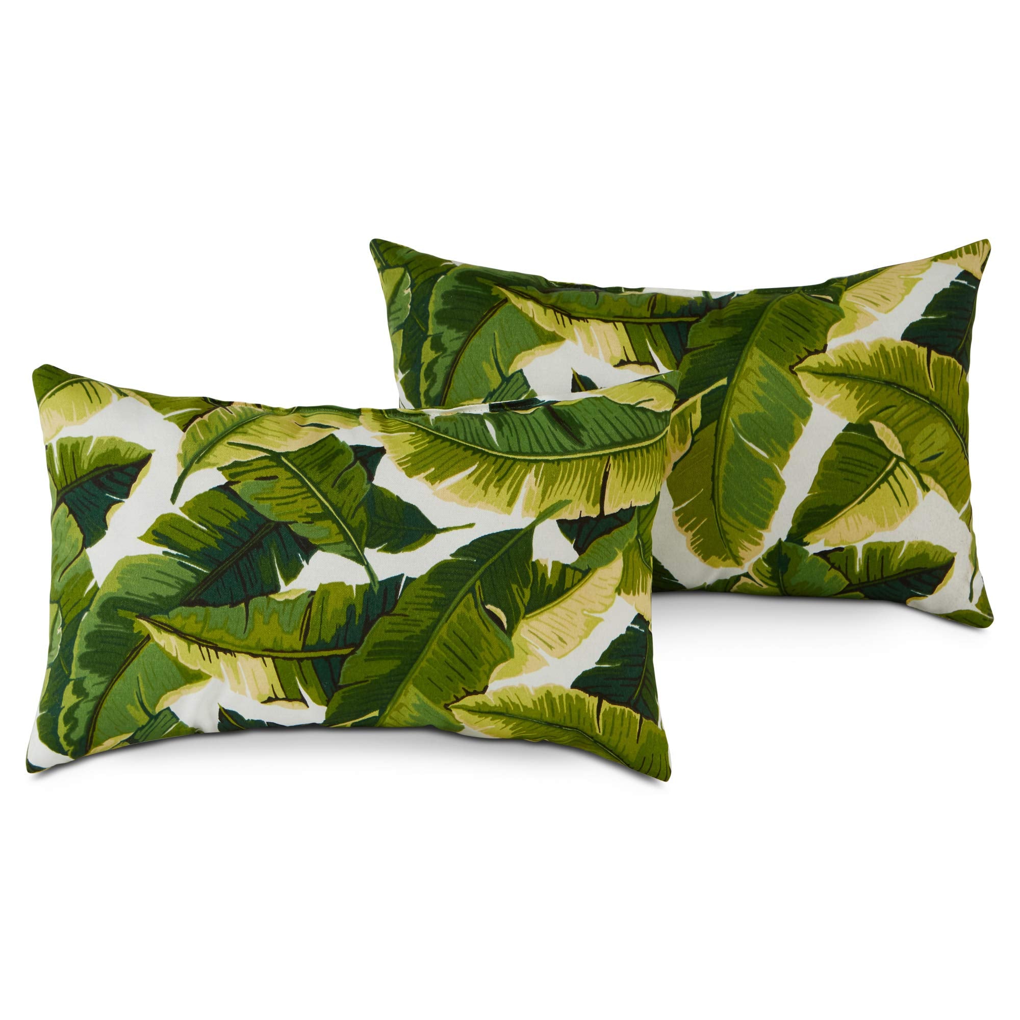 Greendale Home Fashions Outdoor Rectangle Throw Pillow (Set Of 2), Tropical White 2 Count