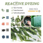 Mildly 100% Long-Staple Cotton Duvet Cover Set Green Palm Leaf Pattern Printed Comforter Cover 3Pcs, Ultra Soft & Breathable Bed