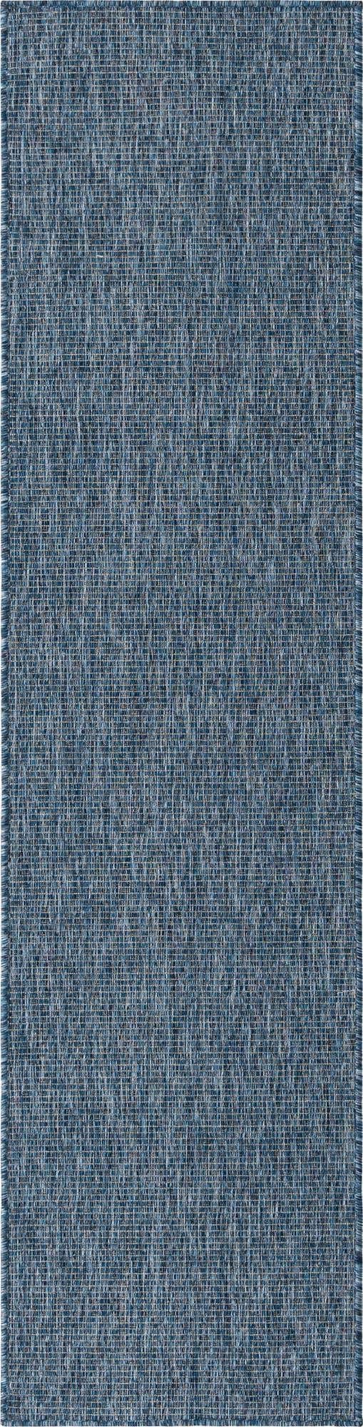 Unique Loom Collection Casual Transitional Solid Heathered Indoor/Outdoor Flatweave Area Rug (2' x 8' Runner, Blue/Navy Blue)