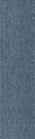 Unique Loom Collection Casual Transitional Solid Heathered Indoor/Outdoor Flatweave Area Rug (2' x 8' Runner, Blue/Navy Blue)