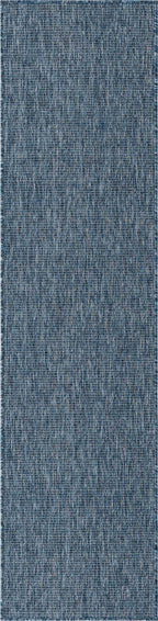 Unique Loom Collection Casual Transitional Solid Heathered Indoor/Outdoor Flatweave Area Rug (2' x 8' Runner, Blue/Navy Blue)