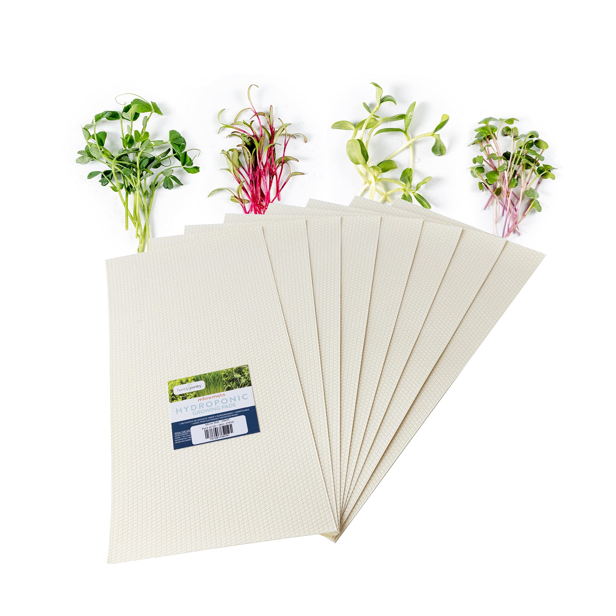 Micro-Mats Hydroponic Grow Pads - For Organic Production - 10 Pack - Plant & Seed Germination: Wheatgrass, Microgreens, More - F