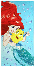 Jay Franco Disney The Little Mermaid Princess Kids Bath/Pool/Beach Towel - Featuring Ariel and Flounder - Super Soft & Absorbent