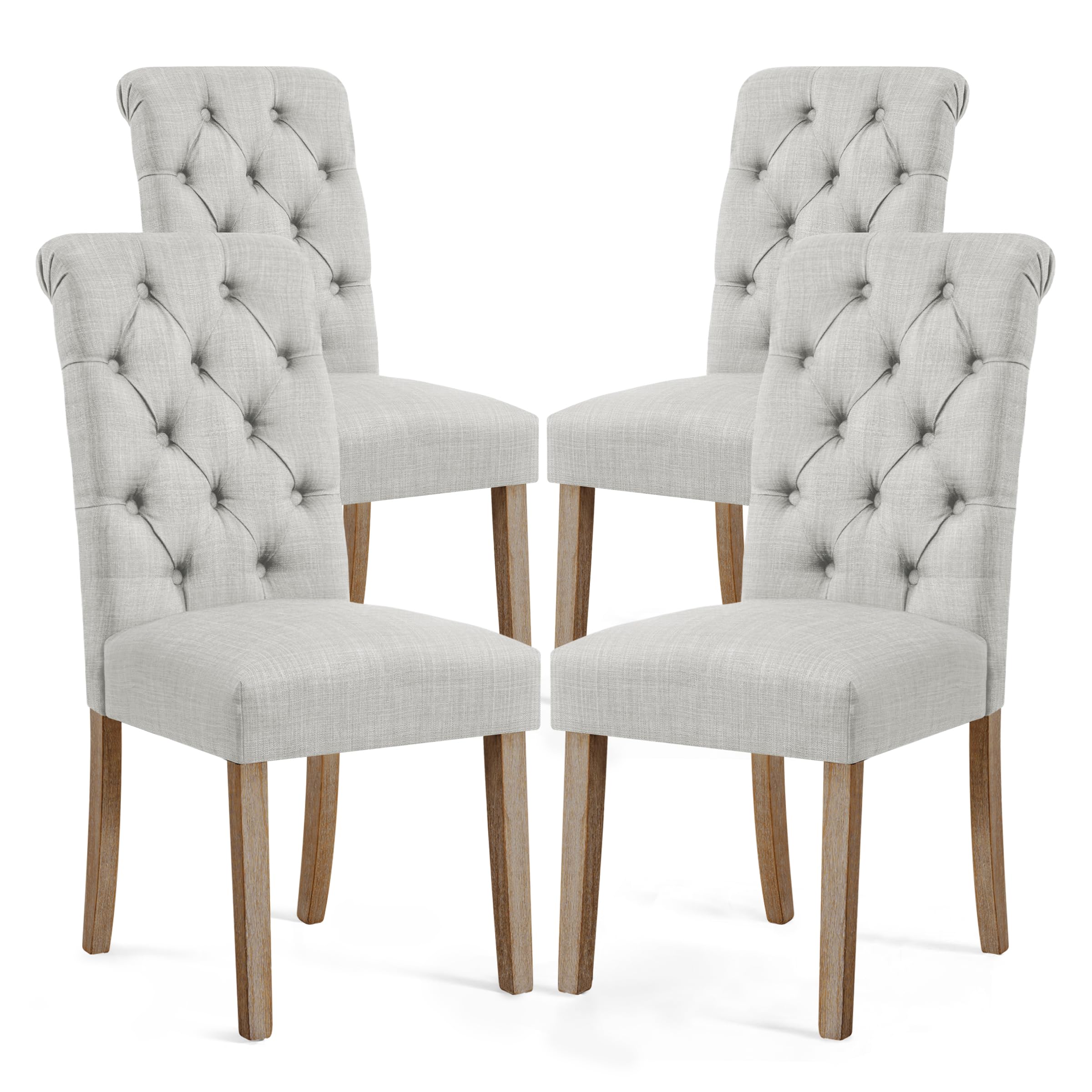 Symax Upholstered Parsons Dining Chairs Set Of 4, Tufted Dining Chairs, Button Upholstered Fabric Dining Room Chairs, With Solid