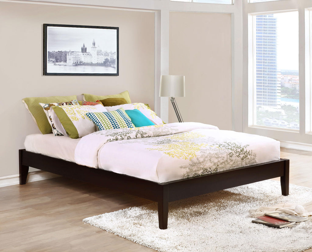 Coaster Home Furnishings Hounslow Transitional Queen Size Pine Wood Platform Bed Frame Headboard Compatible Bed Base Cappuccino 300555Q