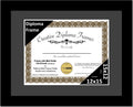 Creative Picture Frames 12x15 Classic Black Diploma Frame with Black Mat Glass Easel and Installed Wall Hangers | Frame Holds 16