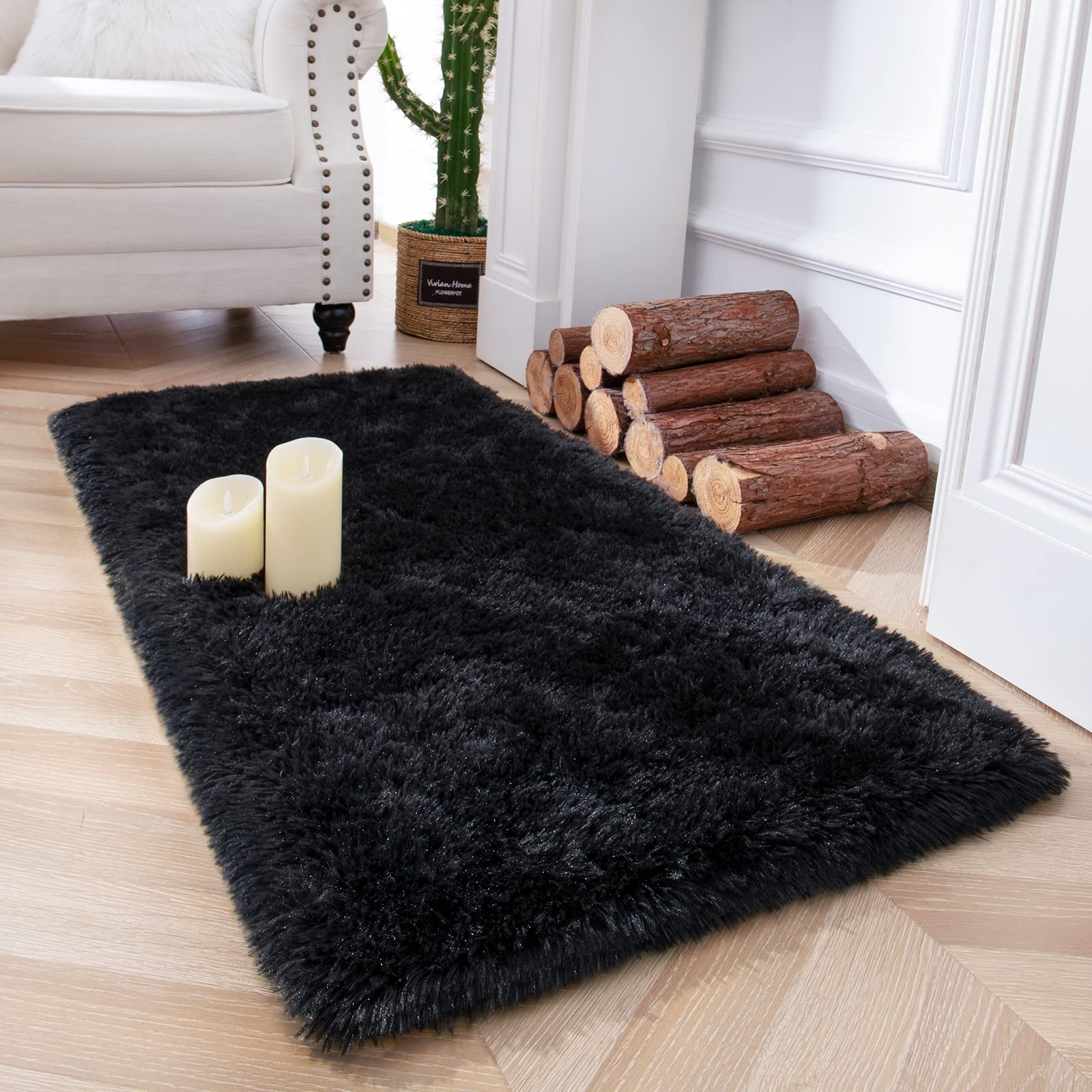 Chicrug Soft Runner Rug for Bedroom Living Room Plush Fluffy Rug 5x7 Feet, Shag Furry Runner Rug Carpet Non Shedding for Nursery