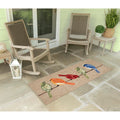 Liora Manne Frontporch Indoor/Outdoor Hand Tufted Durable Area Rug - Transitional Casual Home Nature Neutral (Birds Neutral) (2' X 5')