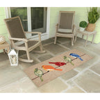 Liora Manne Frontporch Indoor/Outdoor Hand Tufted Durable Area Rug - Transitional Casual Home Nature Neutral (Birds Neutral) (2' X 5')