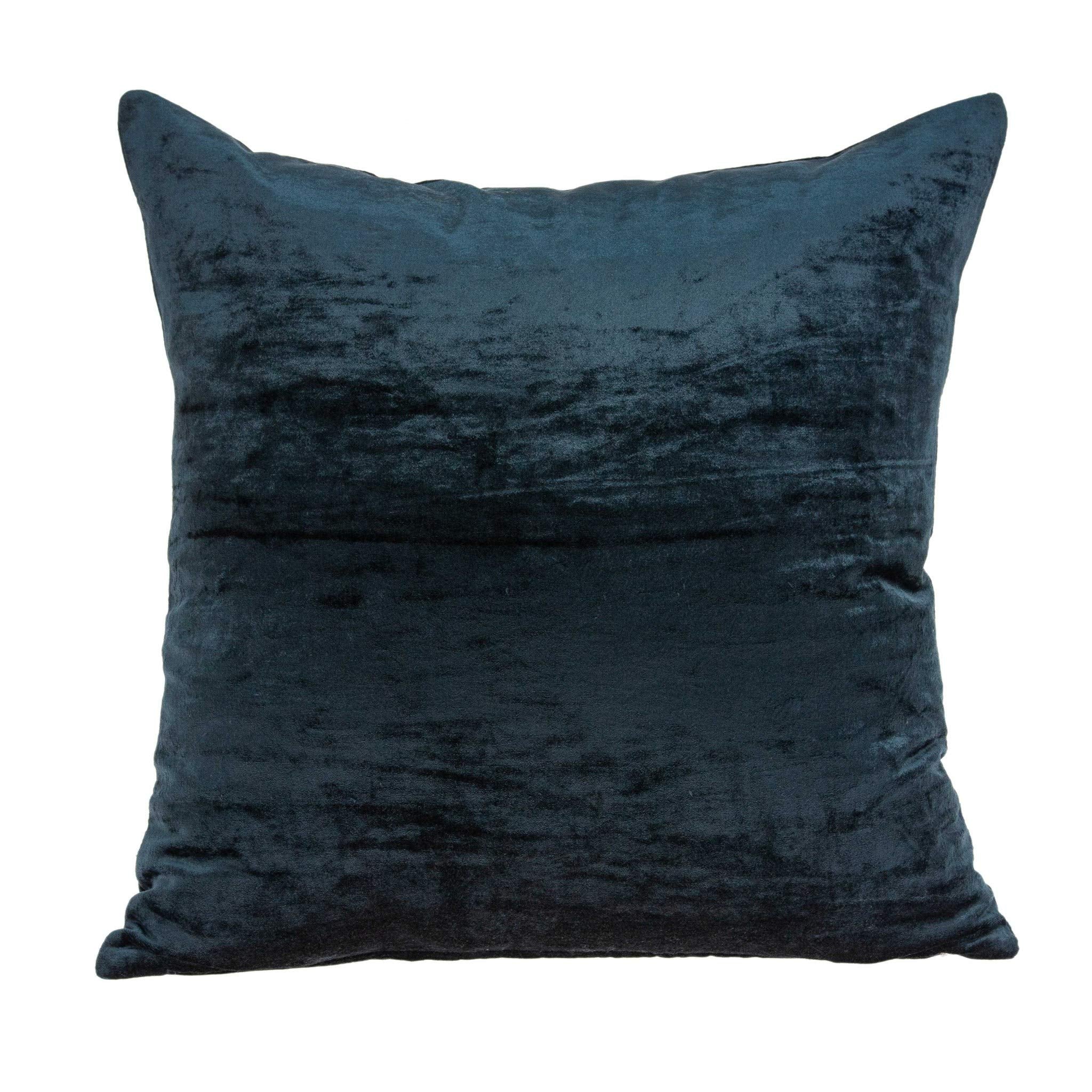HomeRoots 50% Cotton, 50% Viscose 22' x 7' x 22' Transitional Dark Blue Solid Pillow Cover with Poly Insert