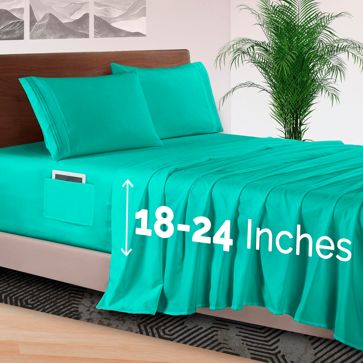 Elegant Comfort 4-Piece Bed Sheet Set - Luxury Bedding 1500 Premium Hotel Quality Microfiber,All Around Elastic 18-24 Inches Dee
