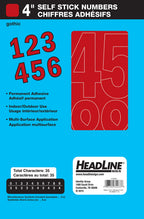 Headline Sign 32433 Stick-On Vinyl Numbers, Red, 4-Inch, Made in USA