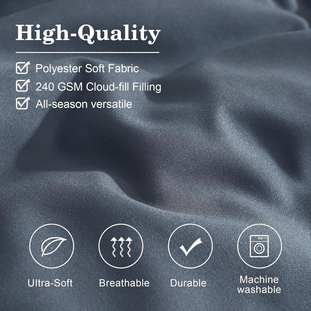 Monbix Twin Xl Comforter,Twin Xl Steel Gray Bedding Set 5 Pieces, All Seasons Comforters,Quilting Design Fluffy Bed Set Warm Twi