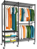 Raybee Heavy Duty Clothes Rack, 79  H Clothing Racks for Hanging Clothes, Portable Closet with Wheels and Adjustable Shelves, 79