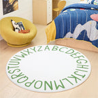Topotdor Round Kids Play Rug Alphabet Nursery Area Rug Extra Large Soft Crawling Play Mat For Children Toddlers Bedroom (47 Inch, Green/White)