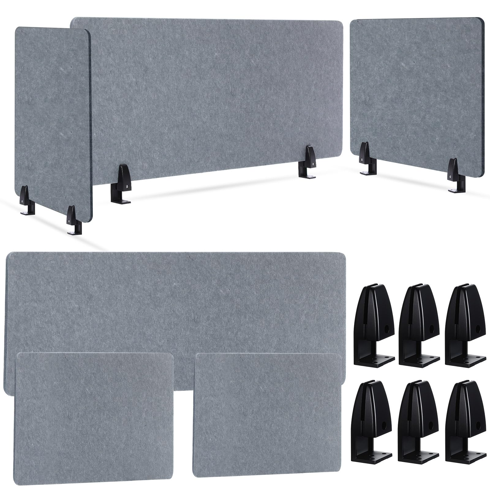 AceOrbit 3 Pcs Clamp-on Desk Divider, 1pcs-47  x 24   and 2pcs-24  x 24   Desk Privacy Panel Acoustic Office Partitions 