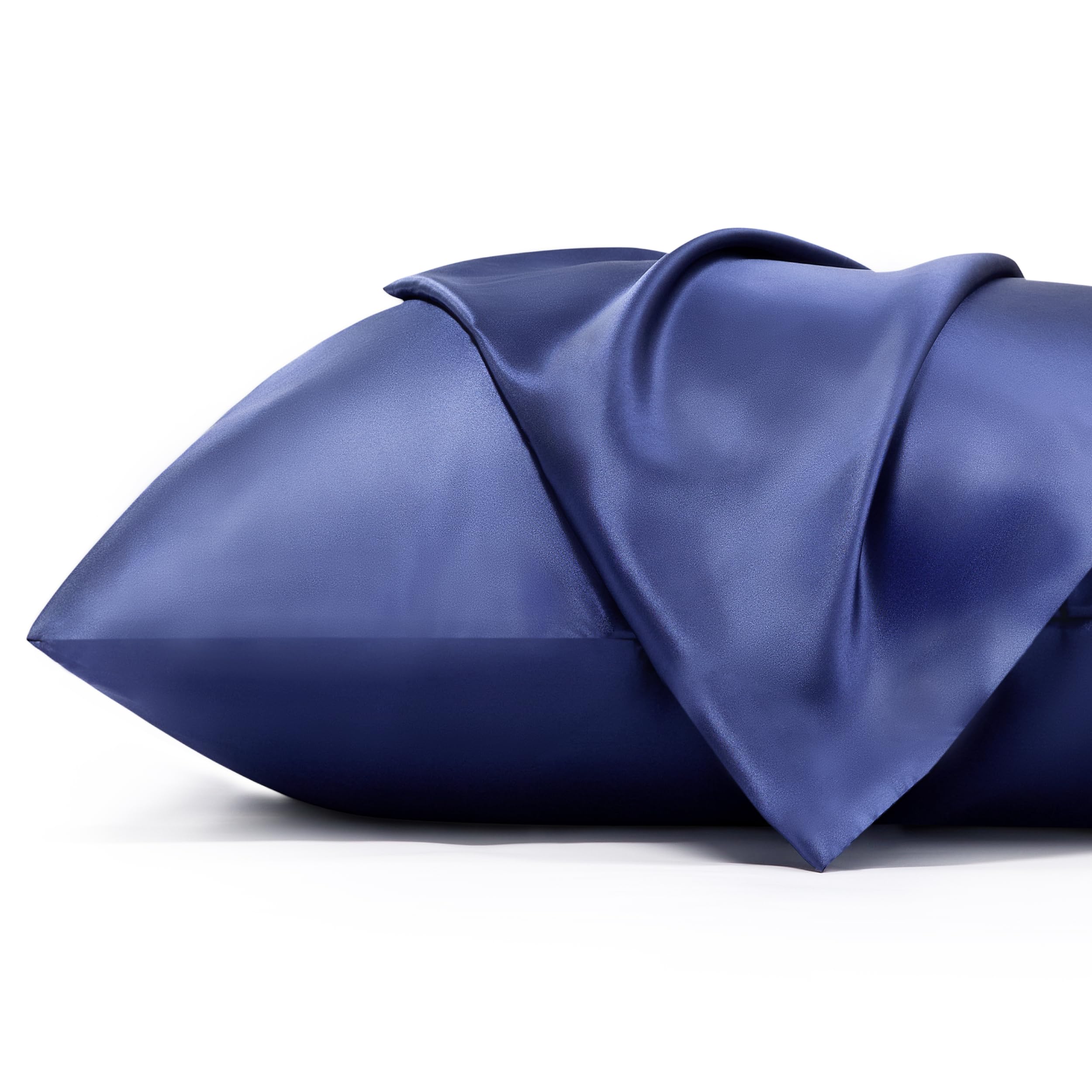 Bedsure Satin Pillowcase For Hair And Skin - Navy Blue Zipper Pillow Cases Queen Size Set Of 2, Similar To Silk Pillow Cases, Si