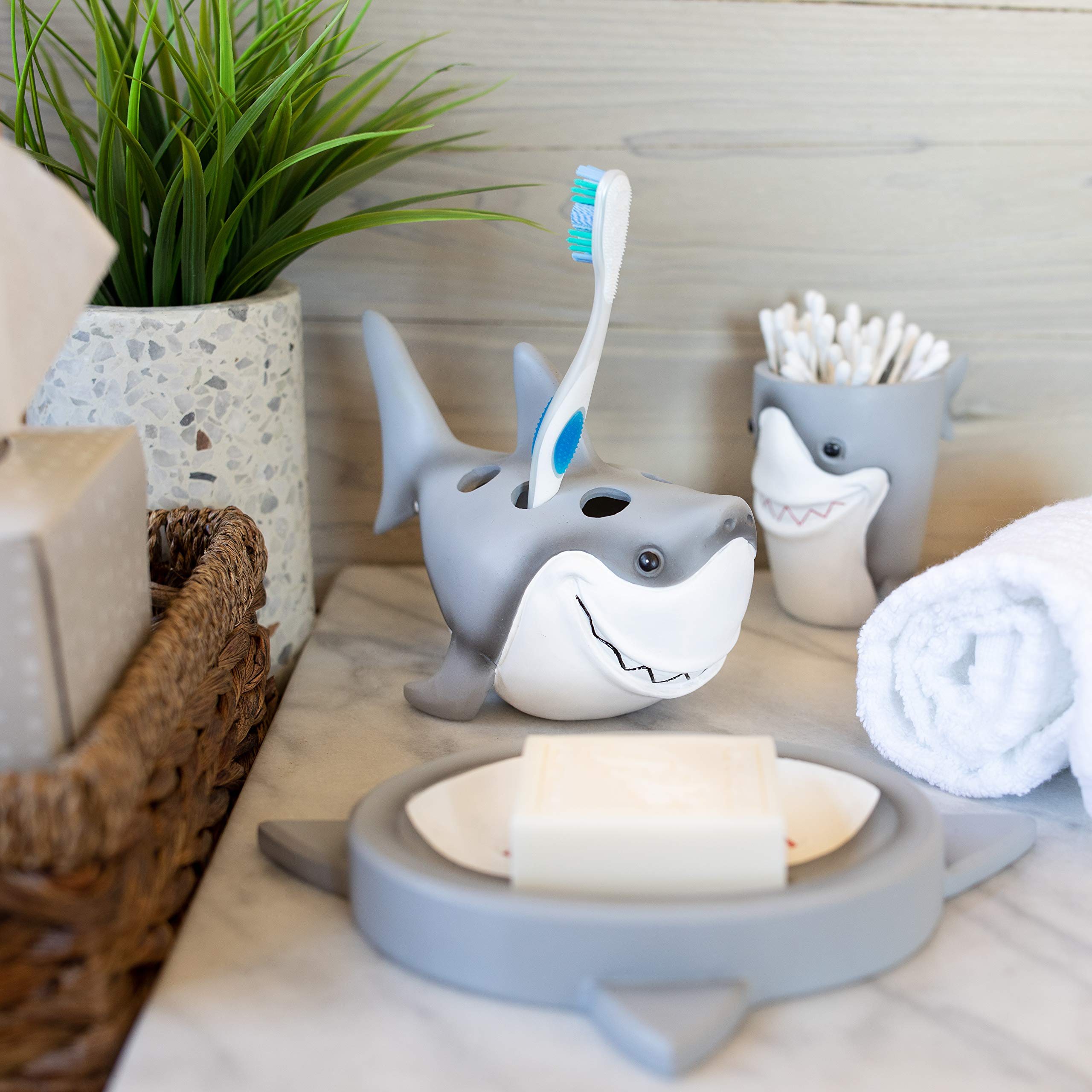 Borders Unlimited Fish 'N Sharks White Toothbrush Holder, Multi