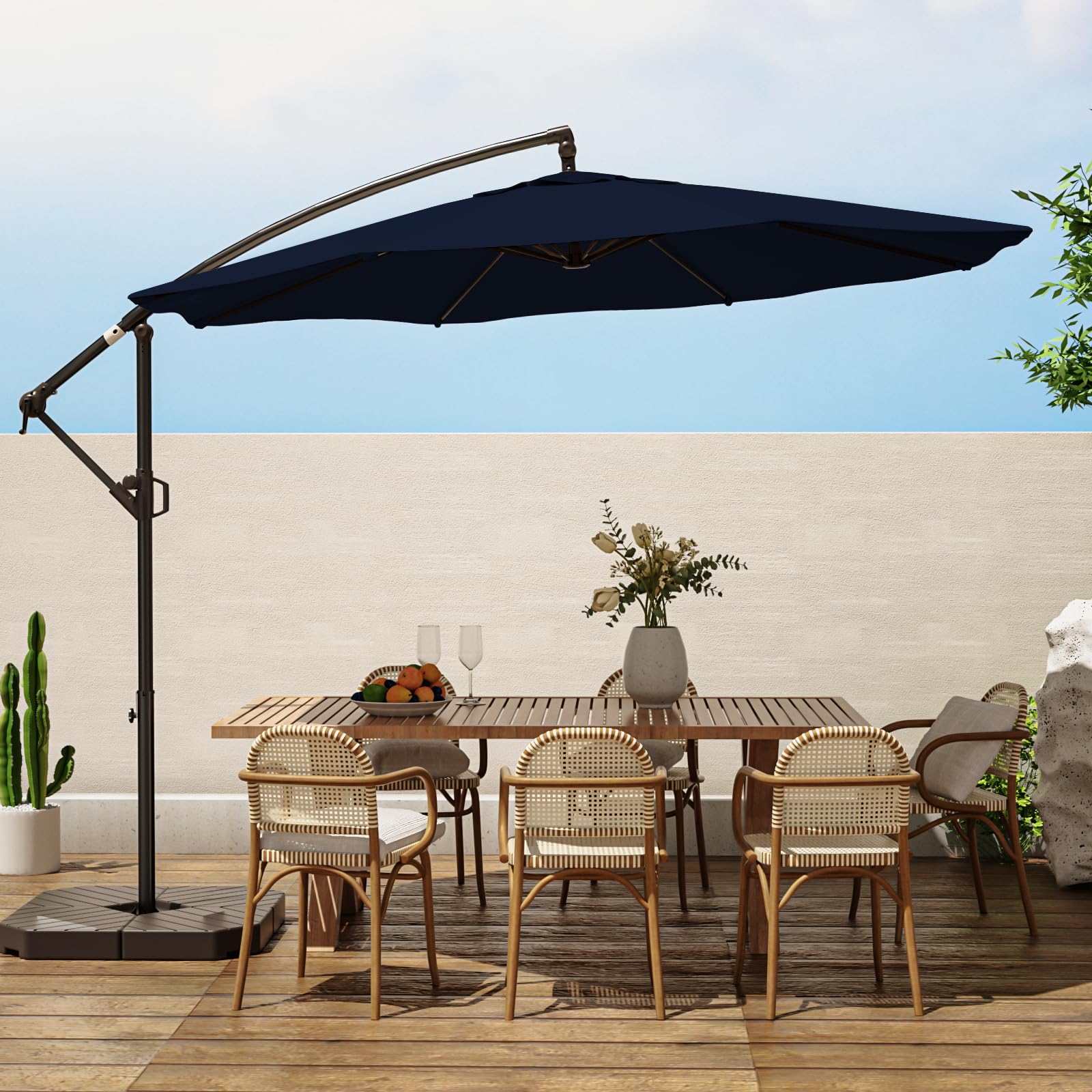 Wikiwiki 10Ft Patio Umbrellas Offset Outdoor Umbrella Cantilever Hanging Umbrellas W/Infinite Tilt, Fade Resistant Waterproof Re