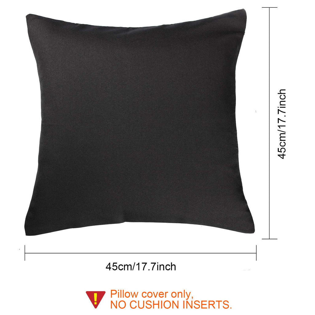 4 Pack Decorative Outdoor Waterproof Throw Pillow Covers, Square Patio Balcony Garden Waterproof Cushion Case, Pu Coating Pillow Shell For Couch, Bed, Patio, Sofa, Tent,18 X 18 Inch (Black)