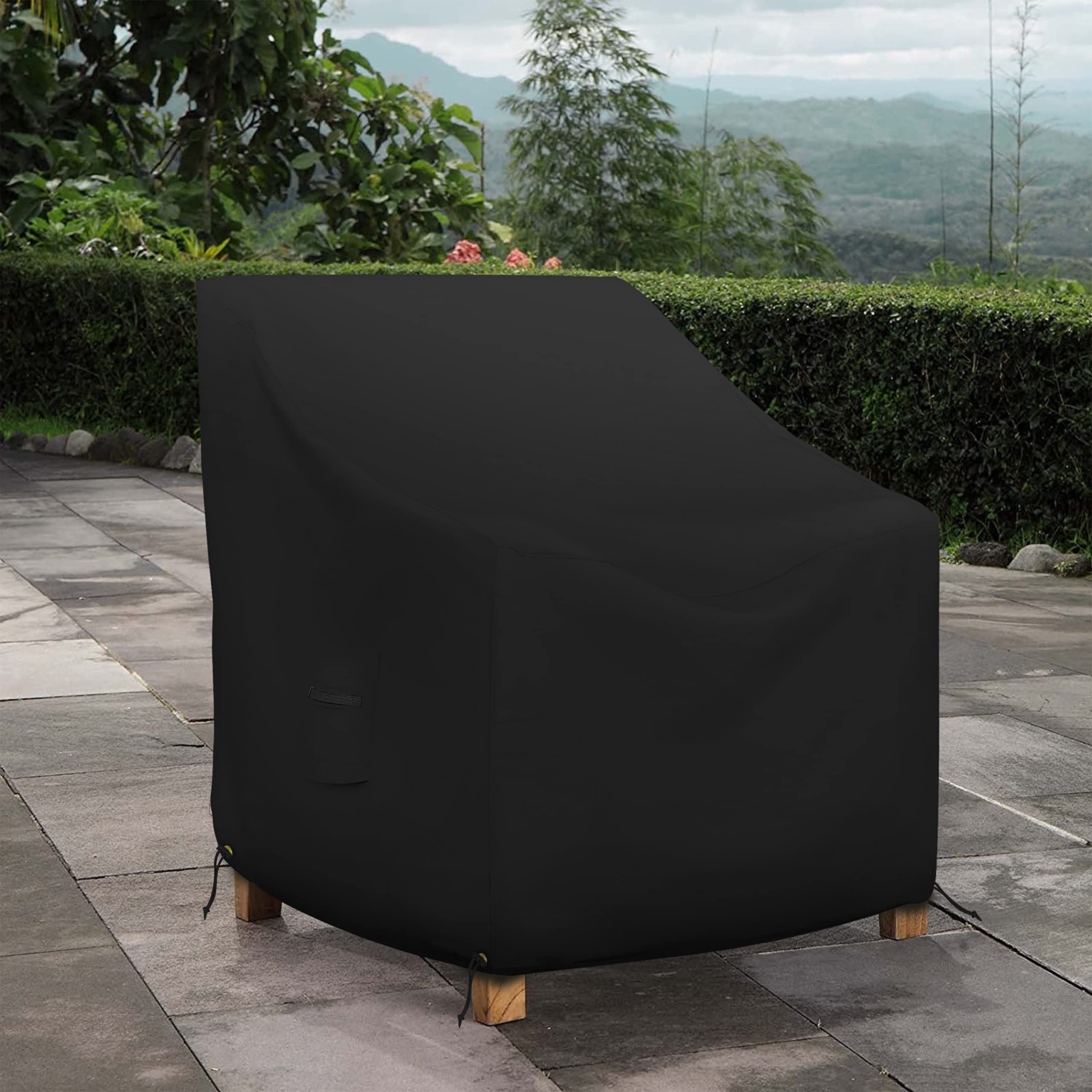 Covers & All Outdoor Chair Cover, 12 Oz Waterproof Uv & Weather Resistant Patio Furniture Sofa Cover For Outdoor Outside Seating Lawn Garden, With Air Vents & Drawstrings (32'W X 37'D X 36'H, Black)
