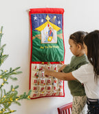 Pockets of Learning Joy To The World Nativity Advent Calendar Fabric Green