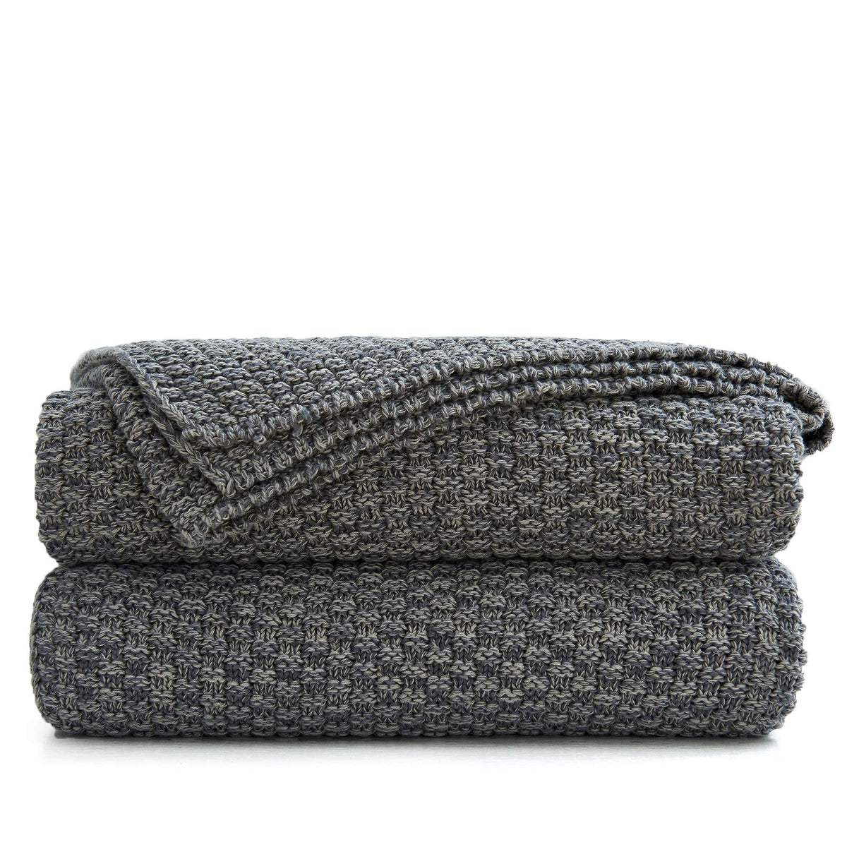 Longhui Bedding Grey Knitted Throw Blanket For Couch, Soft, Cozy Machine Washable 100% Cotton Sofa Cable Knit Blankets, 4.0Lb We