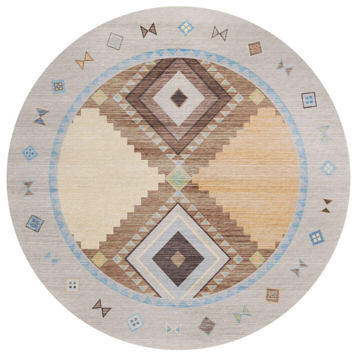 Phoenix Ph2 Taupe Southwestern Rug Round 8' X 8'