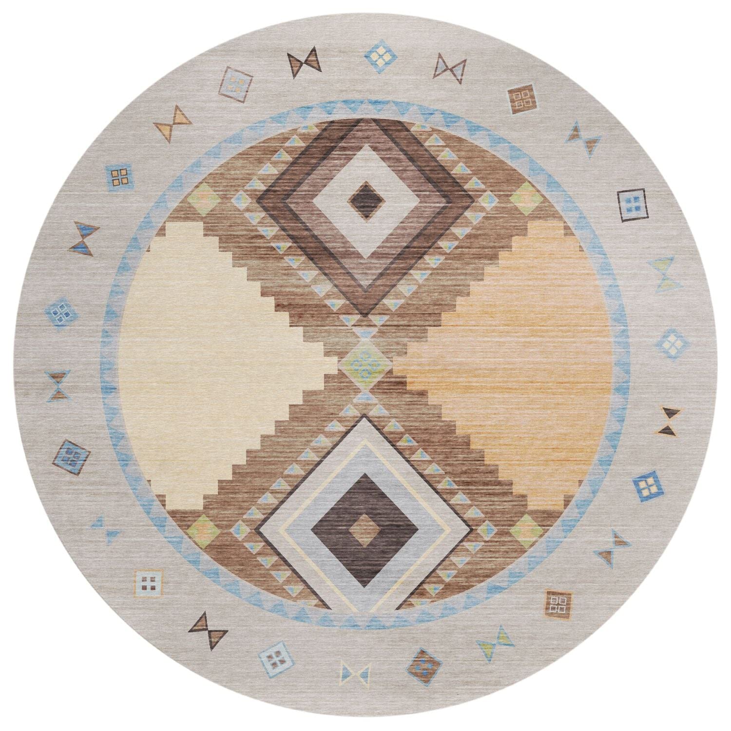 Phoenix Ph2 Taupe Southwestern Rug Round 8' X 8'