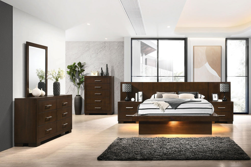 Coaster Home Furnishings Jessica Contemporary Wood Queen Size LED Platform Bed 43-inch Headboard Cappuccino 200711Q