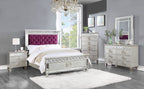 Acme Varian 5 Drawers Wooden Chest with Mirror Inlay in Silver