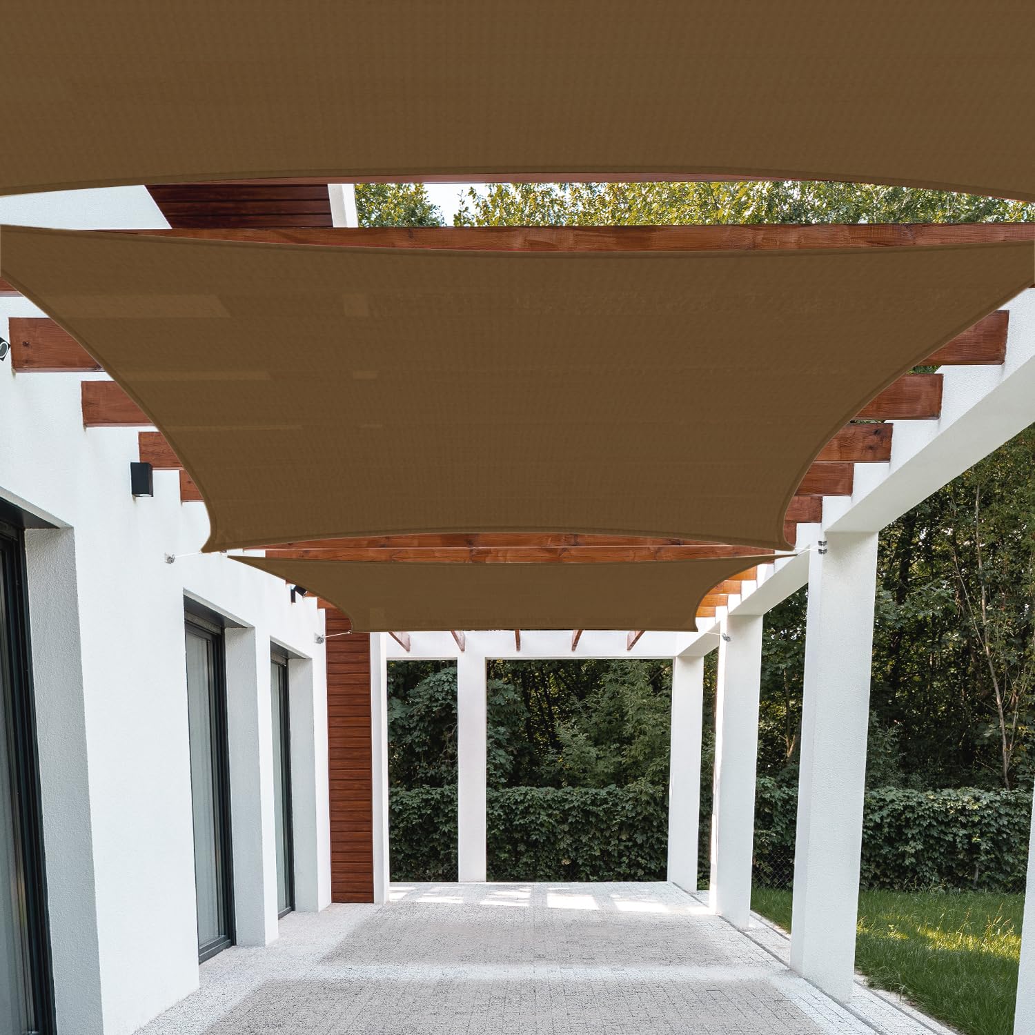 Patio Paradise 8' X 8' Brown Sun Shade Sail Square Canopy - Permeable Uv Block Fabric Durable Outdoor - Customized Available