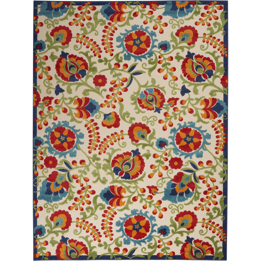 Nourison Aloha Indoor/Outdoor Multicolor 7' X 10' Area-Rug, Easy-Cleaning, Non Shedding, Bed Room, Living Room, Dining Room, Deck, Backyard, Patio (7X10)
