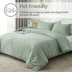 Avelom Sage Green Seersucker Twin/Twin Xl Comforter Set (68X90 Inches), 2 Pieces-100% Soft Microfiber Lightweight Comforter With 1 Pillowcase, All Season Down Alternative Comforter Set For Bedding