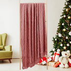 Inhand Knitted Throw Blankets For Couch And Bed, Soft Cozy Knit Blanket With Tassel, Coral Pink Lightweight Decorative Blankets