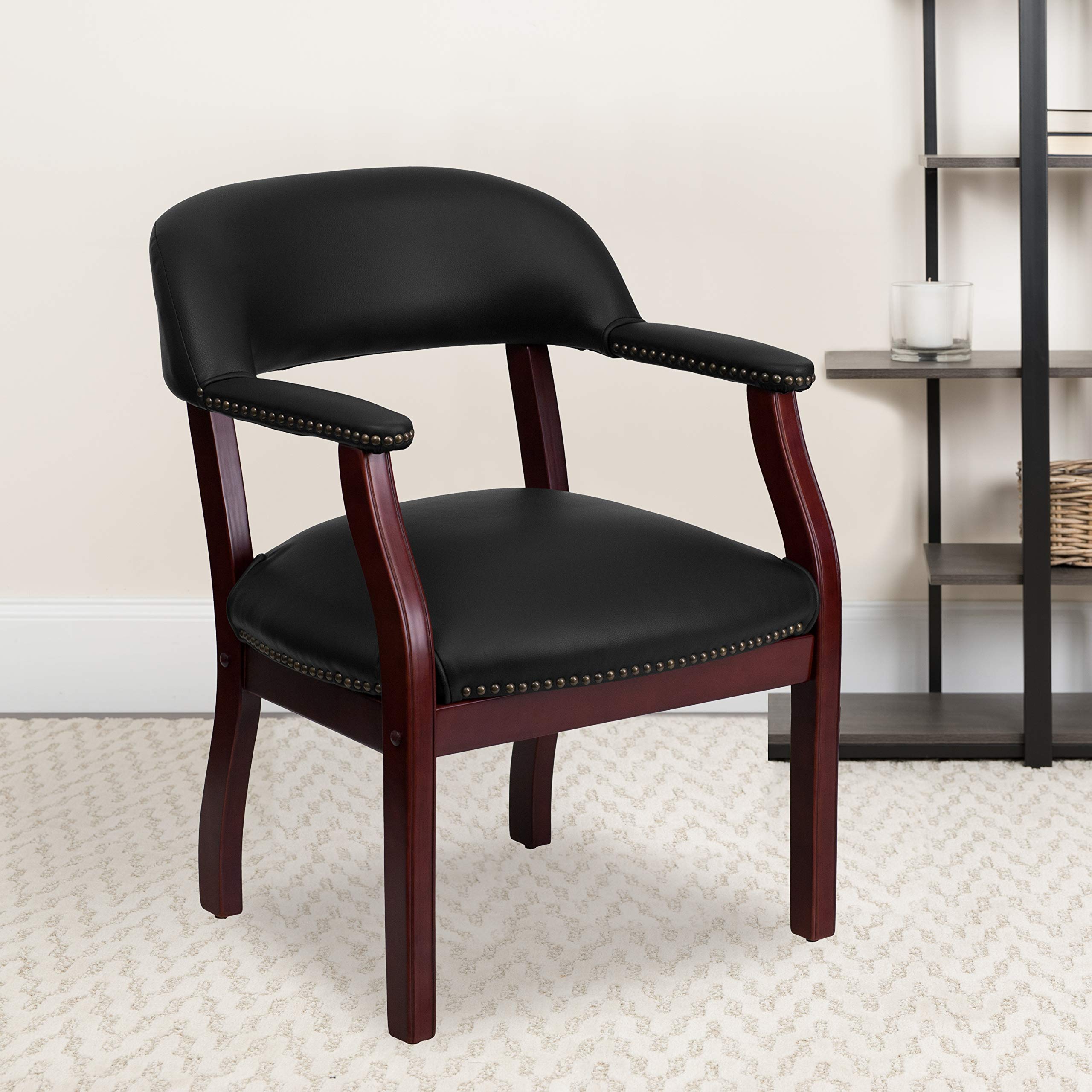 Flash Furniture Diamond Black Vinyl Luxurious Conference Chair with Accent Nail Trim