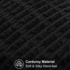 Decoruhome Black Decorative Throw Pillow Covers 24X24 Set Of 2, Soft Corduroy Striped Square Pillow Covers For Couch Living Room Bed Sofa