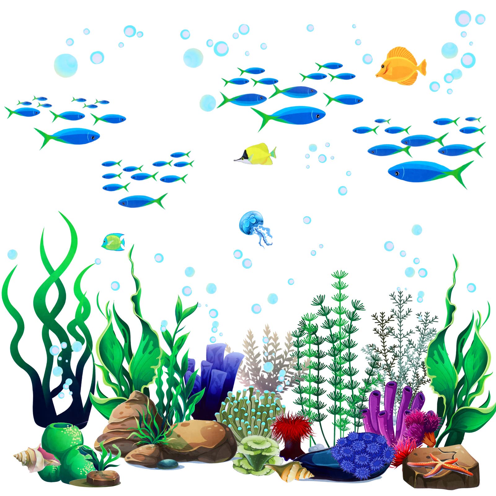 Under The Sea Wall Decals Coral Reef and Seaweed, Ocean Wall Decals Stickers, Undersea Decor Stickers, Underwater Sea Wall Stick