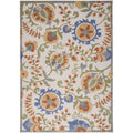 Nourison Aloha Indoor/Outdoor Ivory Blue 5'3' X 7'5' Area Rug, Easy Cleaning, Non Shedding, Bed Room, Living Room, Dining Room