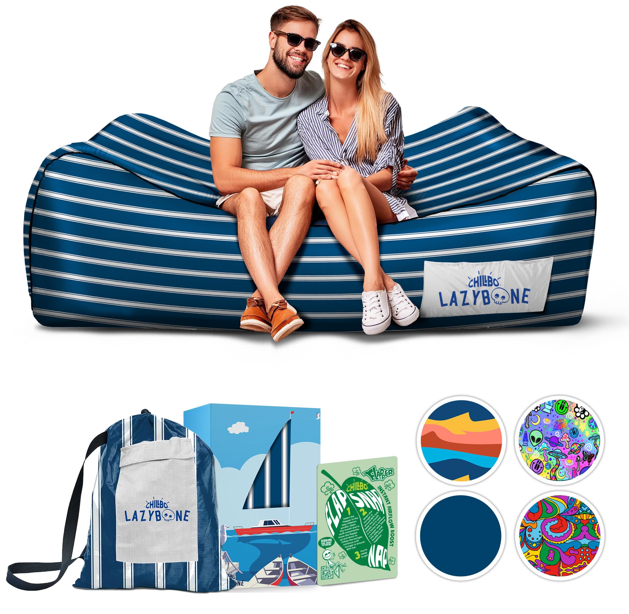 Chillbo Lazybone Inflatable Couch - Ultimate Inflatable Lounger for Maximum Chill - The Perfect Blow Up Couch for Music Festival