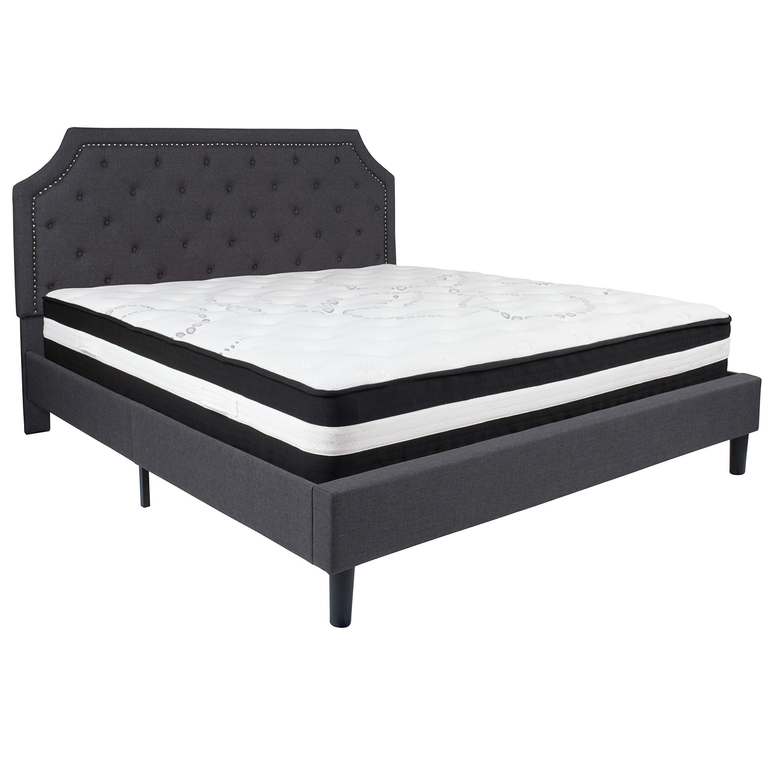 Flash Furniture Brighton King Size Tufted Upholstered Platform Bed - Thumbnail 2