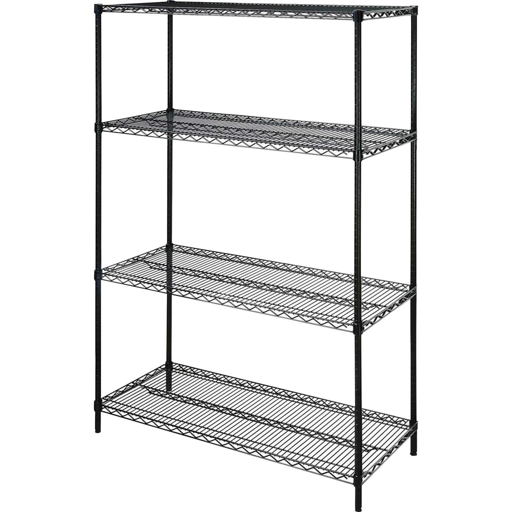 Lorell Llr70061 Starter Shelving Unit With 4 Shelves/4 Posts, 48" X 18" X 72", Black