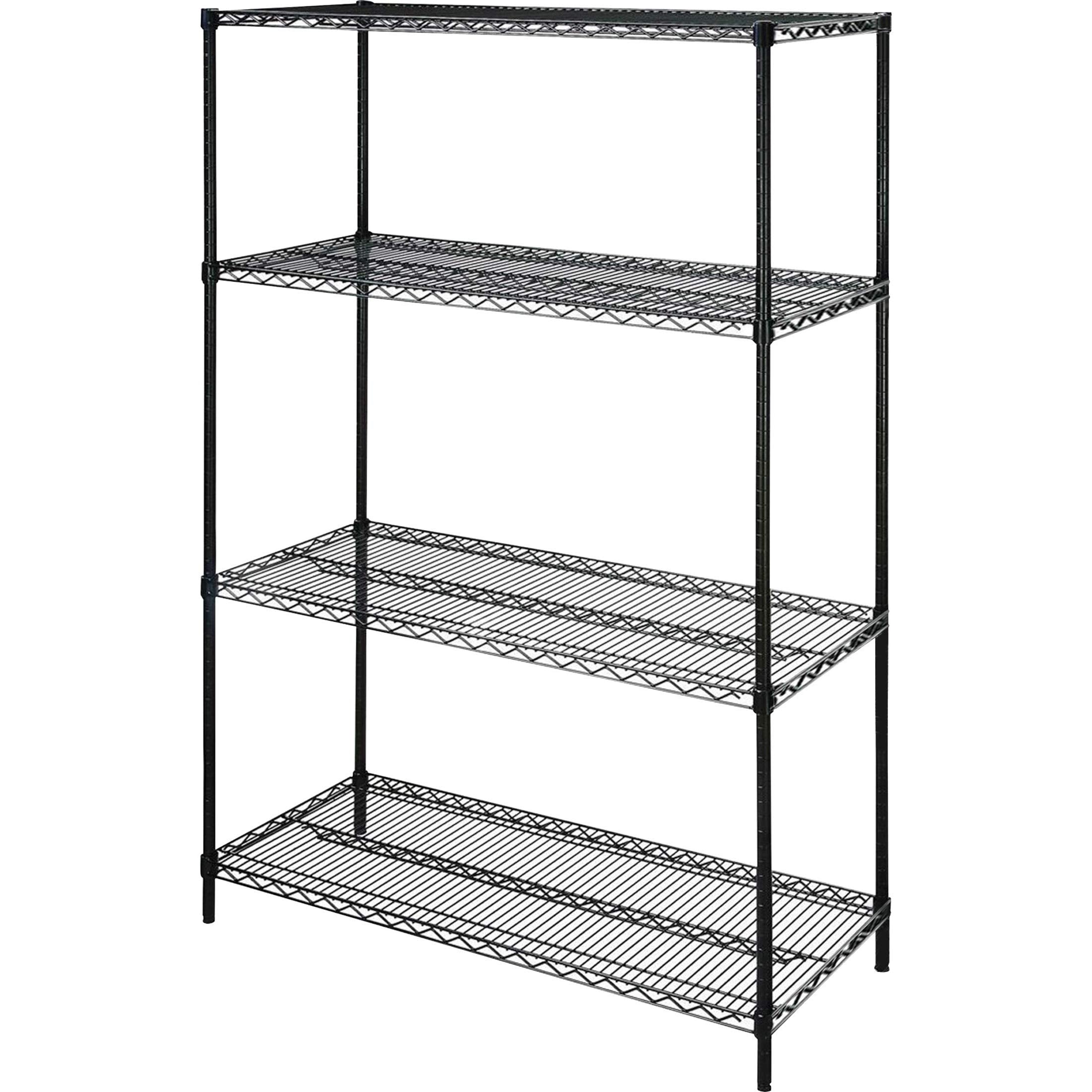 Lorell Llr70061 Starter Shelving Unit With 4 Shelves/4 Posts, 48" X 18" X 72", Black
