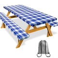 SiorVeol Picnic Table Cover with Bench Covers Camping Essentials Outdoor Tablecloth Waterproof Windproof RV Camper Accessories, 