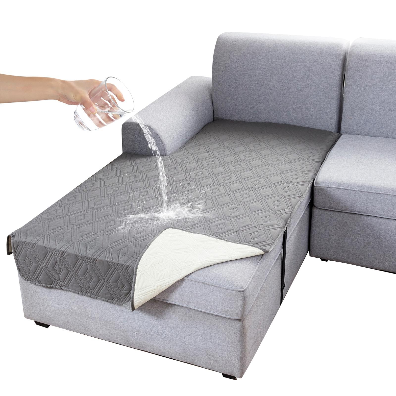 Genina 100% Waterproof Sectional Couch Covers For L Shaped Chaise Lounge Left, Anti-Slip Sectional Cover Furniture Protector Cou