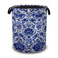 Blue and White Porcelain Laundry Basket,Flowers Foldable Oxford Laundry Hamper with Handles,Collapsible Clothes Storage Basket f